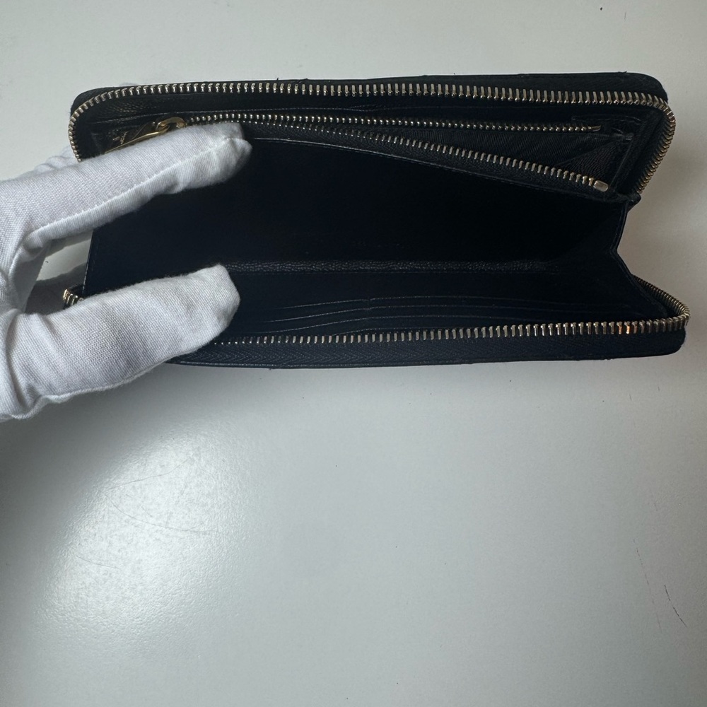 YSL Yves Saint Laurent Monogram Matelasse Leather Black Zip Long Wallet COA - Picture 9 of 12
